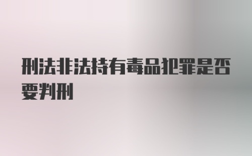 刑法非法持有毒品犯罪是否要判刑