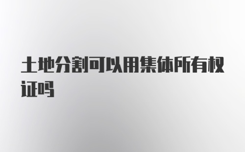 土地分割可以用集体所有权证吗