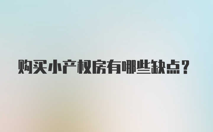 购买小产权房有哪些缺点？