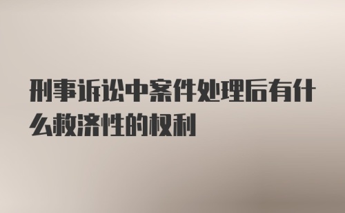 刑事诉讼中案件处理后有什么救济性的权利