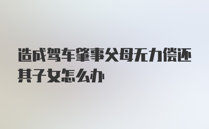 造成驾车肇事父母无力偿还其子女怎么办