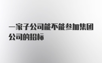 一家子公司能不能参加集团公司的招标