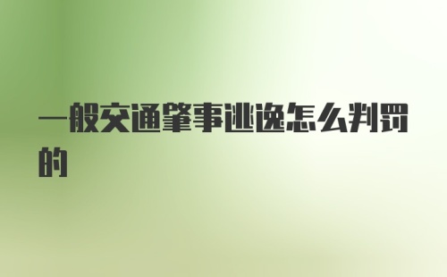 一般交通肇事逃逸怎么判罚的