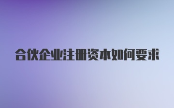 合伙企业注册资本如何要求