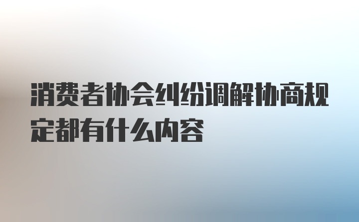 消费者协会纠纷调解协商规定都有什么内容