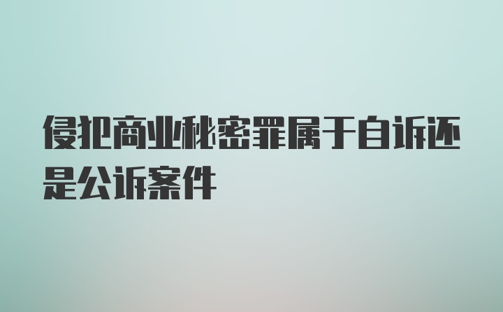 侵犯商业秘密罪属于自诉还是公诉案件