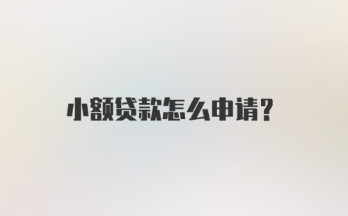 小额贷款怎么申请？