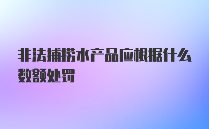 非法捕捞水产品应根据什么数额处罚