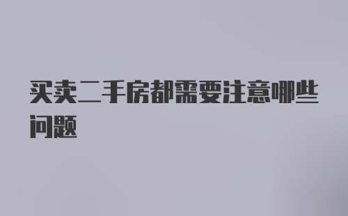 买卖二手房都需要注意哪些问题