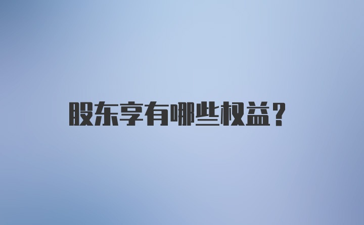 股东享有哪些权益?