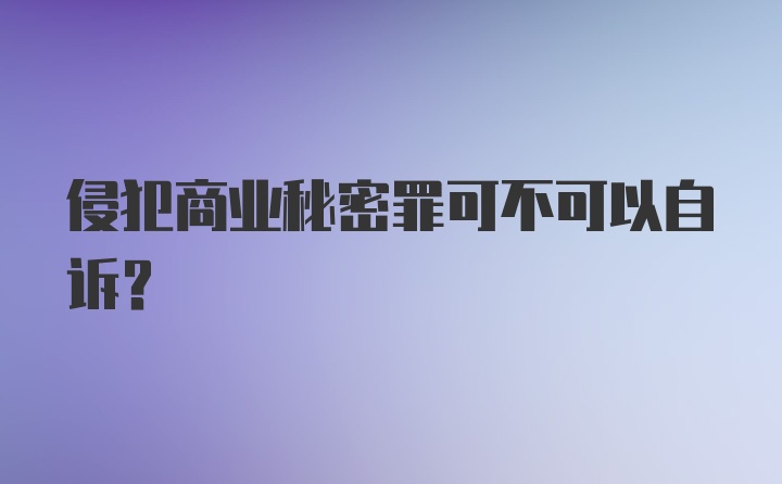 侵犯商业秘密罪可不可以自诉？