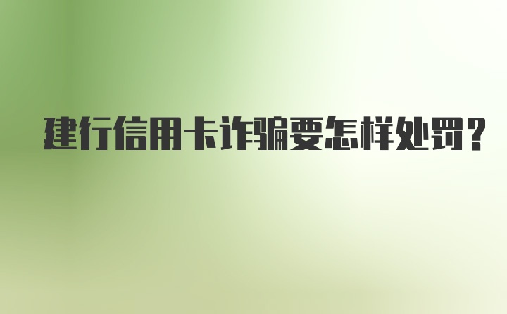 建行信用卡诈骗要怎样处罚？