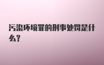 污染环境罪的刑事处罚是什么？