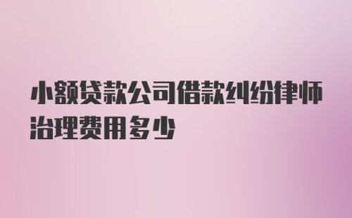 小额贷款公司借款纠纷律师治理费用多少