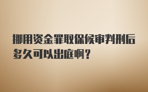 挪用资金罪取保候审判刑后多久可以出庭啊？