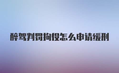 醉驾判罚拘役怎么申请缓刑