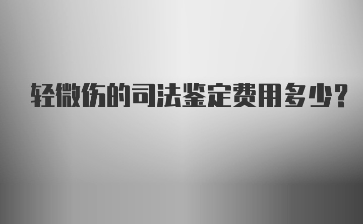 轻微伤的司法鉴定费用多少？