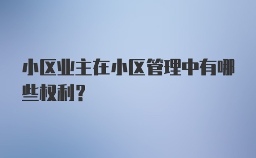 小区业主在小区管理中有哪些权利?