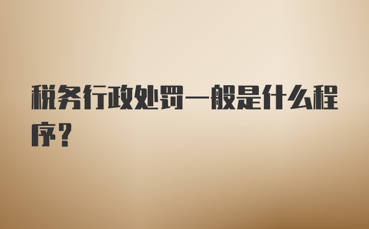 税务行政处罚一般是什么程序？