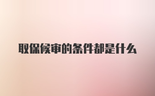 取保候审的条件都是什么