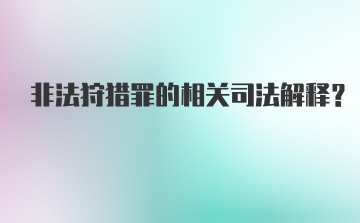 非法狩猎罪的相关司法解释？