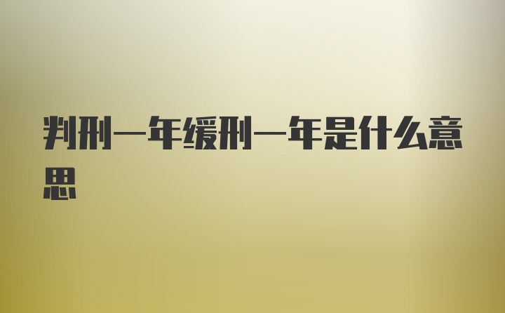 判刑一年缓刑一年是什么意思