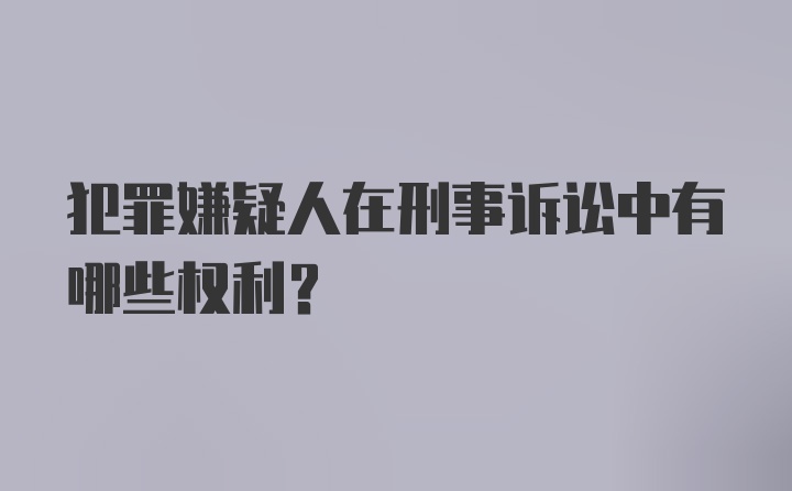 犯罪嫌疑人在刑事诉讼中有哪些权利？