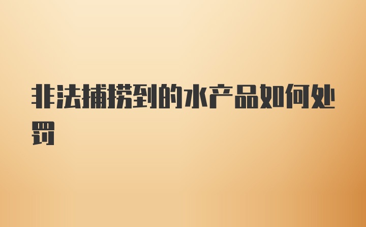 非法捕捞到的水产品如何处罚