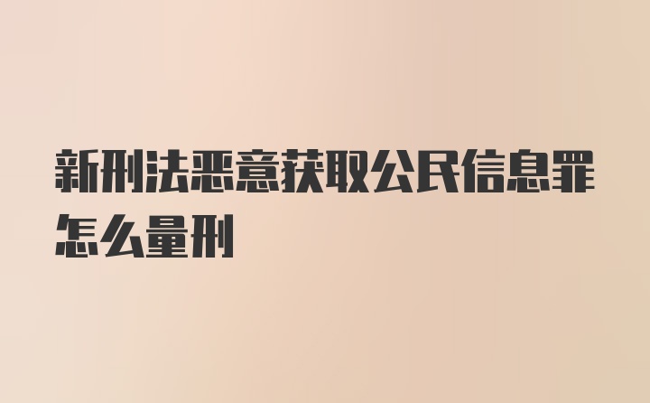 新刑法恶意获取公民信息罪怎么量刑