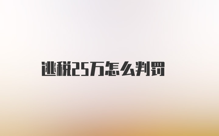 逃税25万怎么判罚