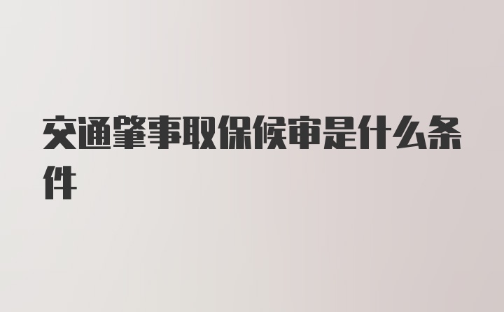 交通肇事取保候审是什么条件