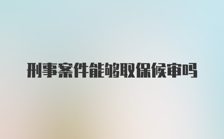 刑事案件能够取保候审吗