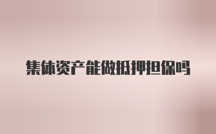 集体资产能做抵押担保吗