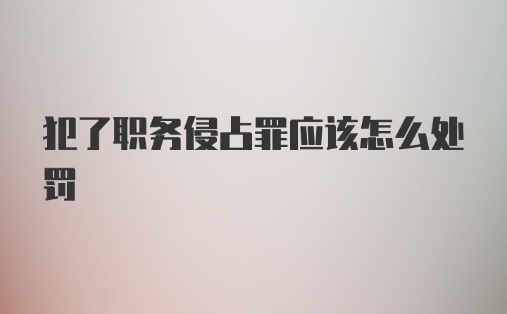 犯了职务侵占罪应该怎么处罚