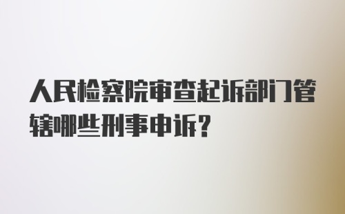 人民检察院审查起诉部门管辖哪些刑事申诉？