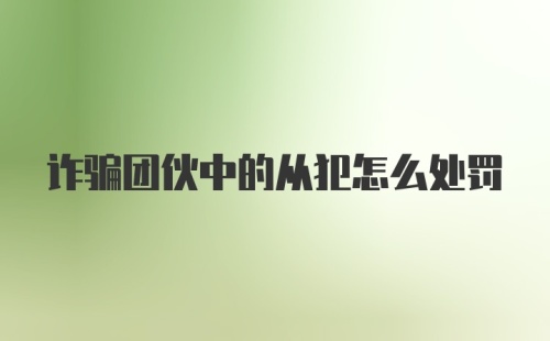 诈骗团伙中的从犯怎么处罚