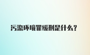 污染环境罪缓刑是什么？