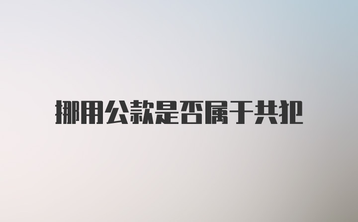 挪用公款是否属于共犯