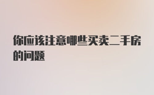 你应该注意哪些买卖二手房的问题