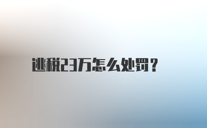 逃税23万怎么处罚?