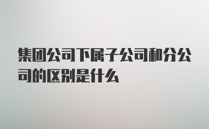 集团公司下属子公司和分公司的区别是什么