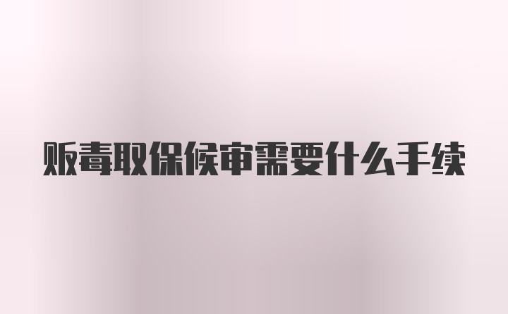 贩毒取保候审需要什么手续