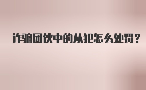 诈骗团伙中的从犯怎么处罚？