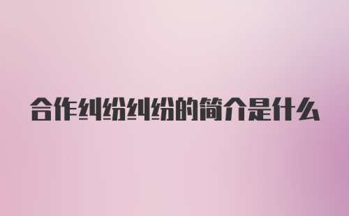 合作纠纷纠纷的简介是什么