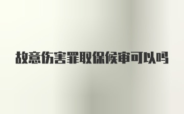 故意伤害罪取保候审可以吗