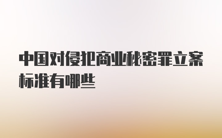 中国对侵犯商业秘密罪立案标准有哪些