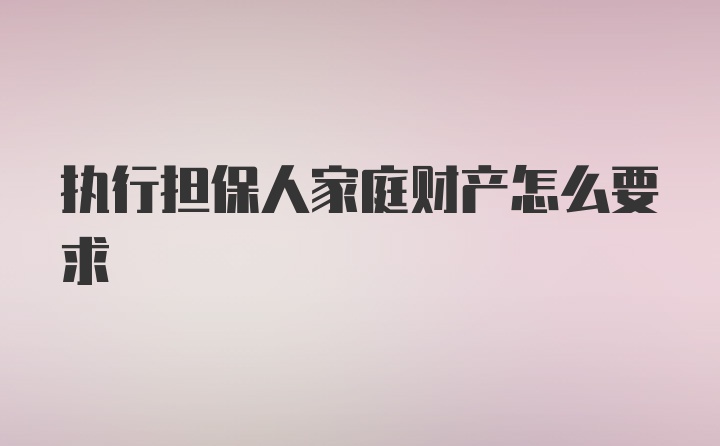 执行担保人家庭财产怎么要求