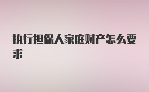 执行担保人家庭财产怎么要求