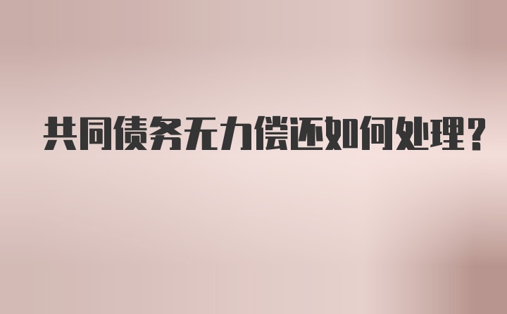 共同债务无力偿还如何处理？