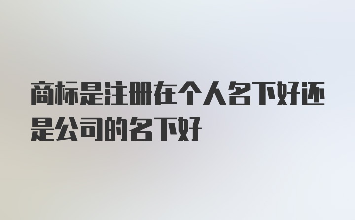 商标是注册在个人名下好还是公司的名下好